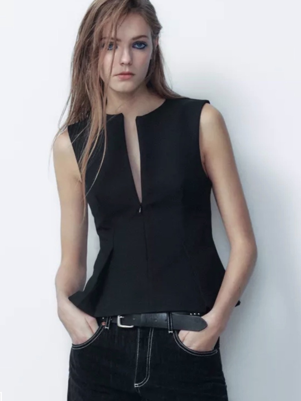 Zara Black Peplum Top Size Small